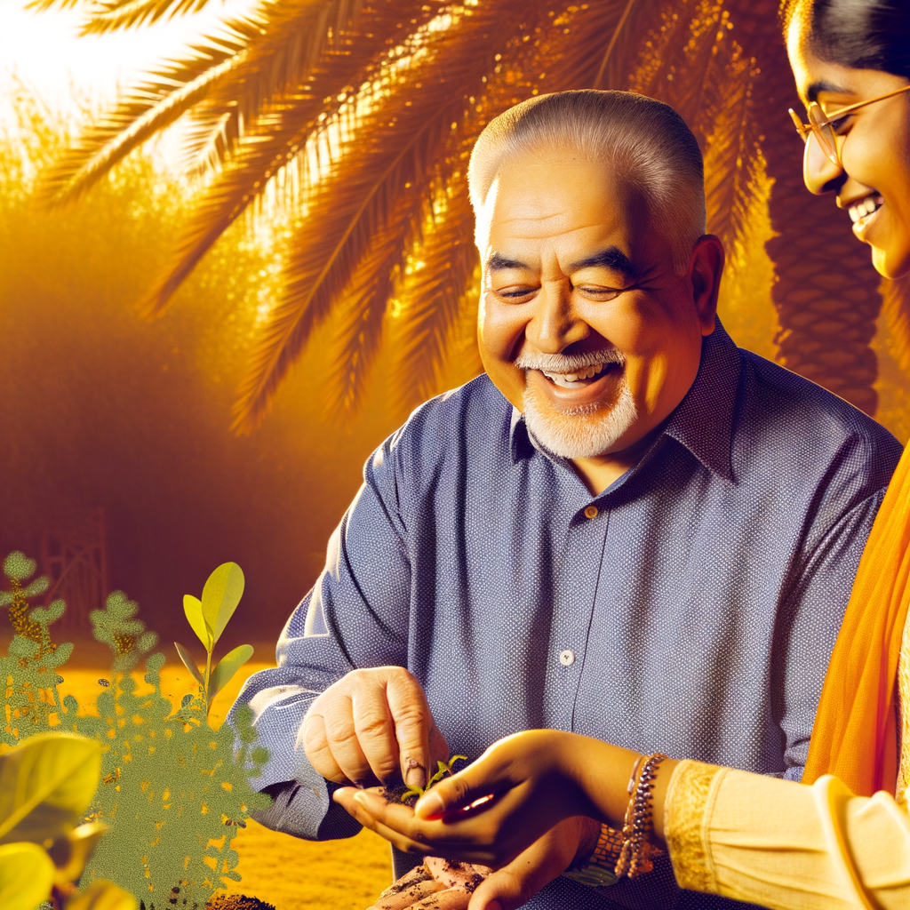An uplifting image of an older adult (60+ years) with diabetes confidently engaged in an outdoor activity like gardening or walking with a partner or grandchild. The person appears healthy, active and happy - demonstrating the positive long-term relationship between regular exercise and diabetes management. The scene should be warmly lit, suggesting a hopeful outlook and quality of life that comes from consistent physical activity.