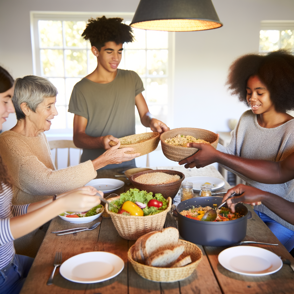 Family enjoying whole grain meal